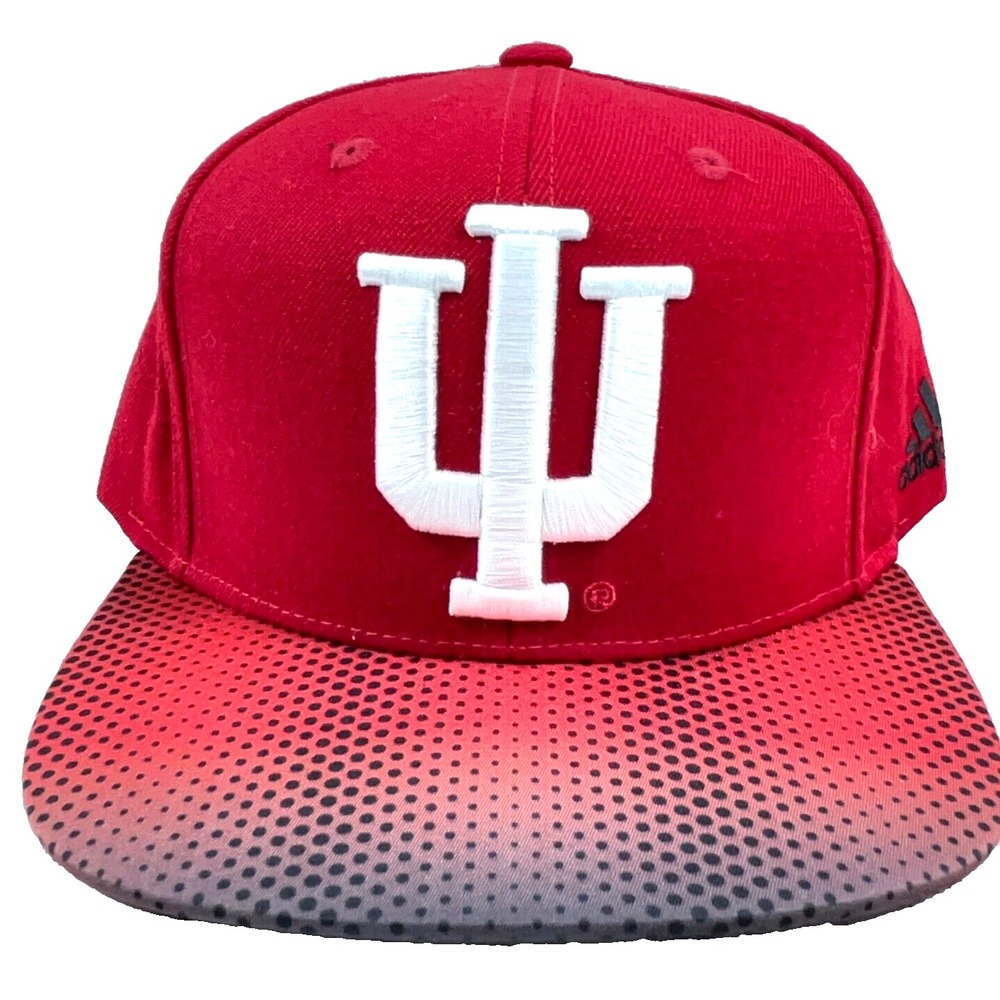 Indiana Hoosiers Hat Cap Snapback Red White Adjustable Adidas Flat Bill High